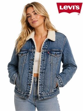 Levi’s Sherpa Trucker Jacket Women’s  XS#DenimTrucker#LevisSherpaJacket#Skater